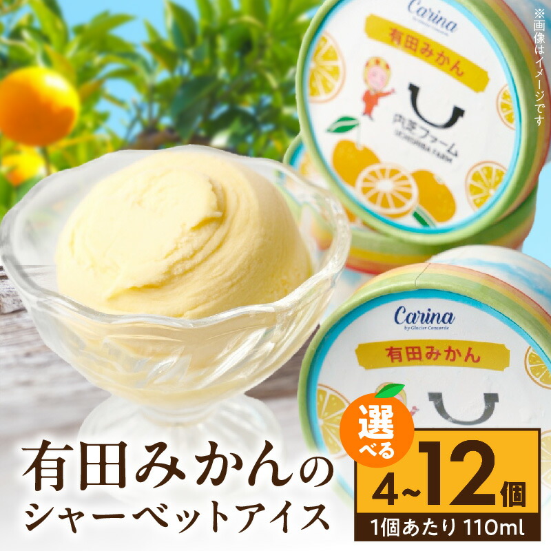【ふるさと納税】【限定】 有田みかんシャーベットアイス 110ml 選べる 内容量 4個 6個 8個 12個 セット 和歌山県産 有田みかん 果汁 使用 爽やか シャーベット アイス フルーツ デザート 柑橘 お取り寄せ 和歌山県 湯浅町 送料無料