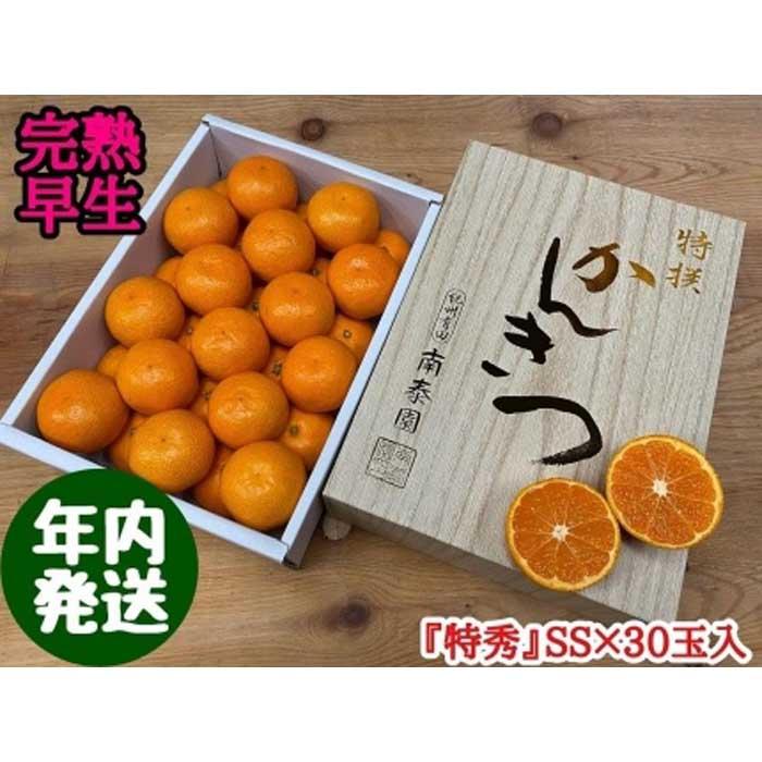 【ふるさと納税】年内発送 完熟早生 有田みかん 化粧小箱 特秀 小玉 SS サイズ 30玉入 和歌山 南泰園 みかん | フルーツ 果物 くだもの 食品 人気 おすすめ 送料無料
