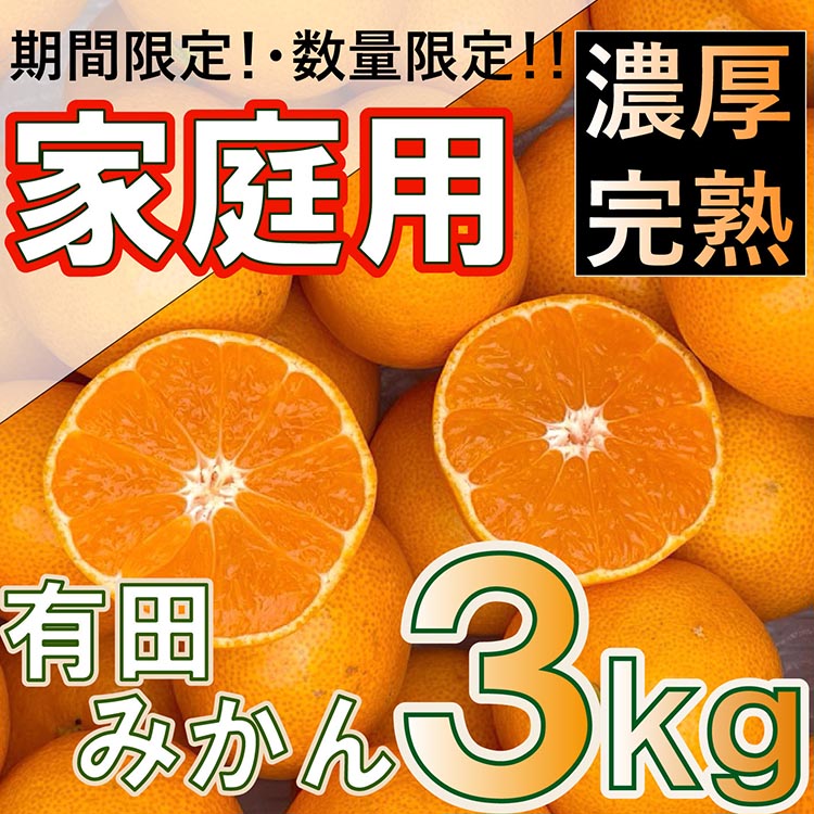 【ふるさと納税】北真農園 有田みかん 家庭用 3kg 濃厚完熟 お試しサイズ ORYY推奨 ※2025年11月上旬～12月下旬頃に順次発送予定