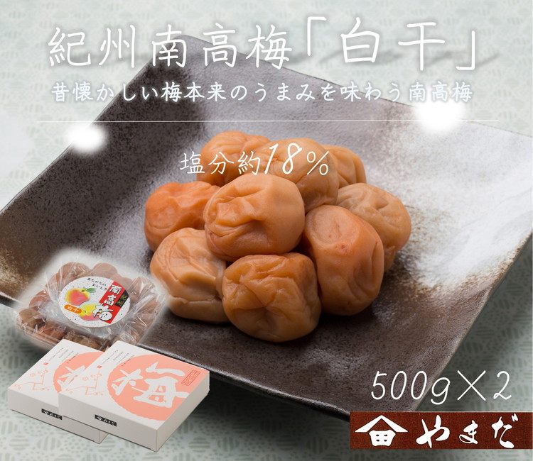 【ふるさと納税】紀州南高梅白干塩分約18％（500g&times;2）【お中元】| ふるさと納税 梅干し 南高梅 和歌山 梅 お粥 お茶漬け ご飯のお供 シンプル 和歌山県 美浜町｜和歌山県美浜町 9,000円