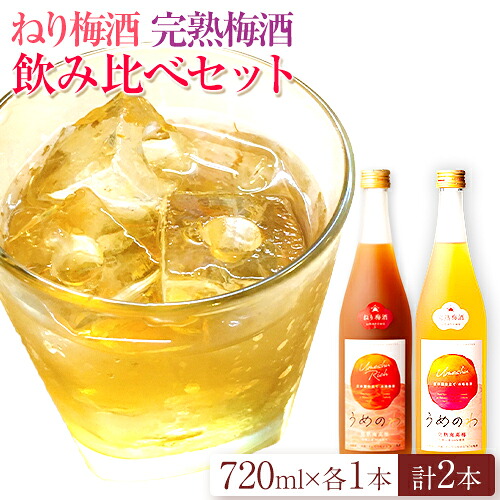 【ふるさと納税】紀州完熟南高梅 ねりうめ酒 完熟梅酒 飲み比べセット 720ml&times;2本 厳選館 《90日以内に出荷予定(土日祝除く)》 和歌山県 日高町 酒 さけ お酒 飲み比べ 梅酒 1440ml｜和歌山県日高町