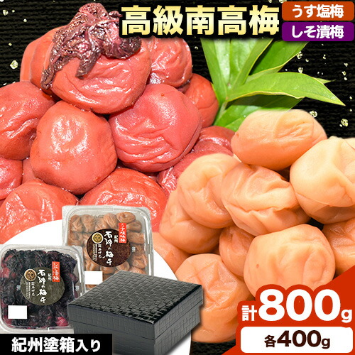 【ふるさと納税】高級南高梅 うす塩梅・しそ漬梅 計800g (各 400g ) 網代模様仕上紀州塗箱入り 澤株式会社《90日以内に出荷予定(土日祝除く)》和歌山県 日高町 梅干し うす塩 うす塩梅 しそ梅 しそ 紀州南高梅 紀州塗 送料無料｜和歌山県日高町 14,000円