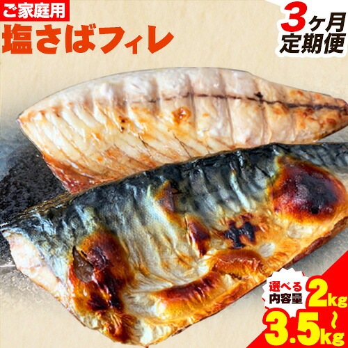 【ふるさと納税】【3ヶ月定期便】ご家庭用 塩さばフィレ 選べる 2kg または 3.5kg 株式会社魚鶴商店 《お申込み翌月より発送予定(土日祝除く)》 さば 塩サバ 鯖 定期便 計3回
