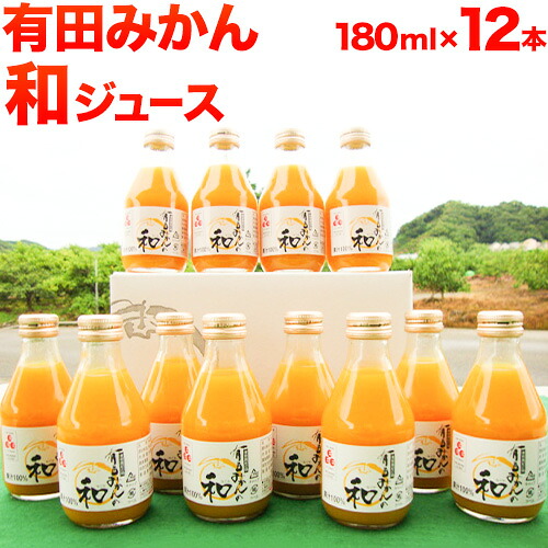 【ふるさと納税】有田みかんの和 なごみ 180ml&times;12本入 果樹園紀の国株式会社《90日以内に出荷予定(土日祝除く)》 和歌山県 日高町 オレンジジュース みかんジュース 有田みかん100%使用 柑橘【配送不可地域あり】｜和歌山県日高町