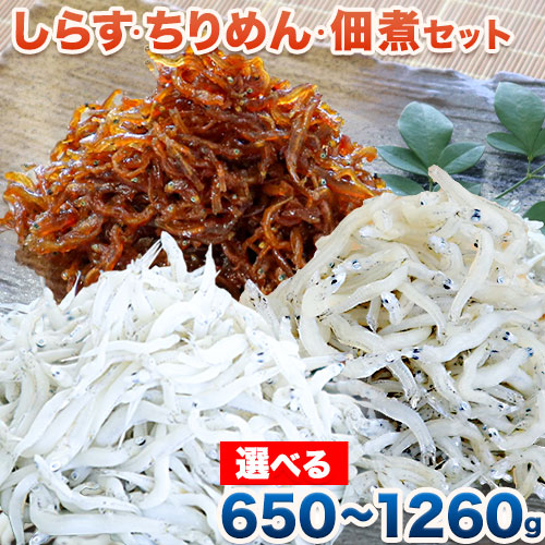 【ふるさと納税】しらす・ちりめん・佃煮 3色セット 選べる内容量 極 海風 黒潮 大五海産 《60日以内に出荷予定(土日祝除く)》 和歌山県 日高町 しらす ちりめん 佃煮 和歌山県産