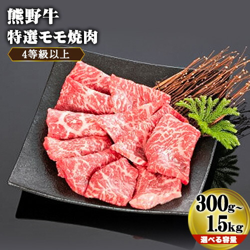 【ふるさと納税】「熊野牛」特選モモ焼肉 300g ～ 1.5kg 4等級以上 株式会社松源《30日以内に出荷予定(土日祝除く)》和歌山県 日高町　選べる 牛肉 50,000円