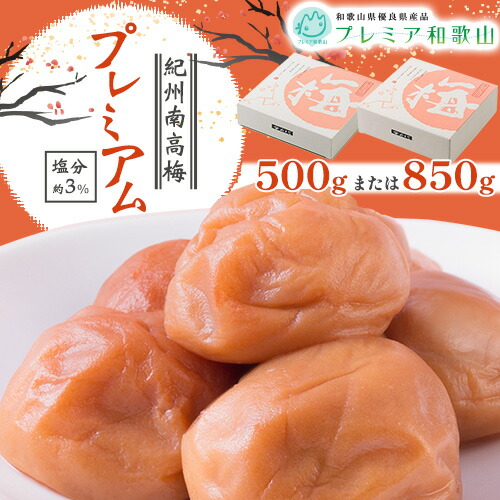 【ふるさと納税】梅干し 紀州南高梅 プレミアム 塩分 約3% 500g または 850g 《60日以内に出荷予定(土日祝除く)》 株式会社やまだ 和歌山県 日高町 梅 塩 梅干し 米 おかず 国産 送料無料|和歌山県日高町