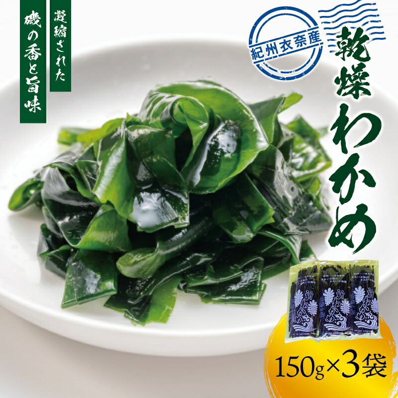 【ふるさと納税】紀州衣奈産乾燥わかめ 150g×3パック（2025年産）【SL6】 | ワカメ 海藻 魚介類 水産 食品 人気 おすすめ 送料無料