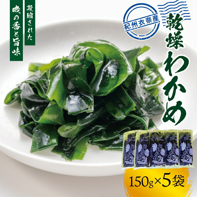 【ふるさと納税】紀州衣奈産乾燥わかめ 約150g×5パック（2025年産） 【SL46】 | ワカメ 海藻 紀州伊奈 乾燥 魚介類 水産 海産物 食品 人気 おすすめ 送料無料