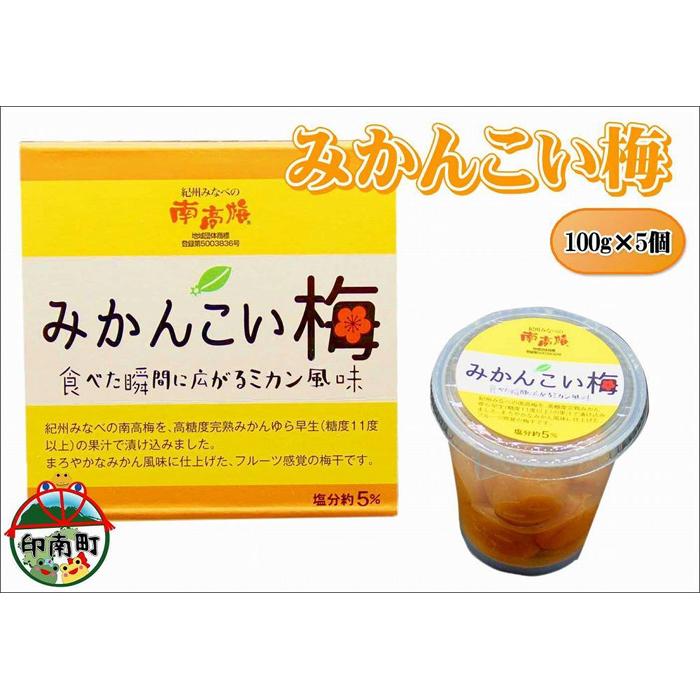 【ふるさと納税】みかんこい梅　100g&times;5個 | 和歌山県 印南町 和歌山 返礼品 支援 ふるさと 納税 お取り寄せグルメ 取り寄せ グルメ 梅干し 梅干 うめぼし うめ 梅 ウメ 漬け物 ご飯のお供 ご飯のおとも ごはんのお供 ごはんのおとも 特産品 みかん ミカン 蜜柑 お土産｜和歌山県印南町
