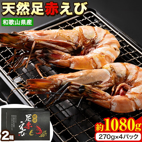 【ふるさと納税】<先行予約>紀州和歌山産天然足赤えび 540g×2箱(270g×4パック) 化粧箱入 魚鶴商店《12月上旬-2月上旬頃出荷》和歌山県 日高川町 足赤えび えび エビ|和歌山県日高川町