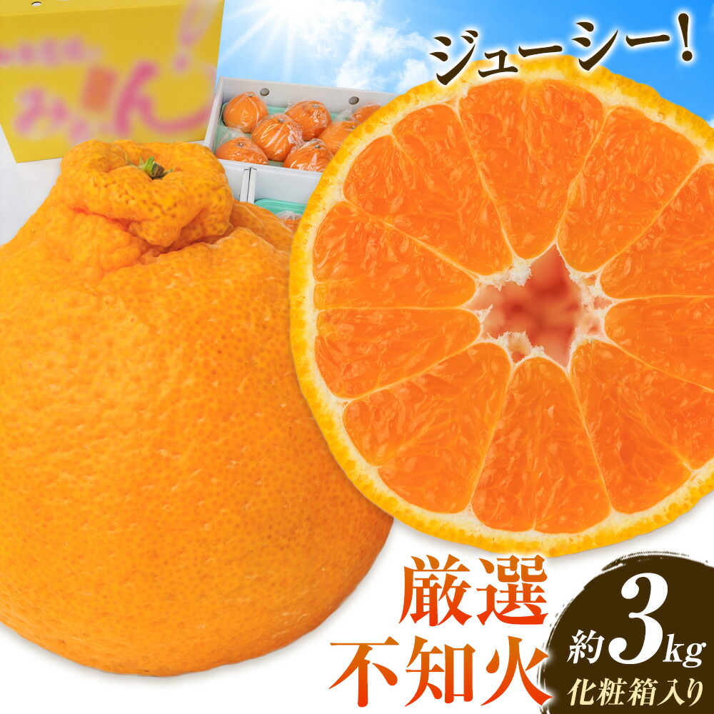 【ふるさと納税】厳選不知火 化粧箱入り 約3kg (8-10玉) 山本農園《3月上旬-4月下旬頃出荷》和歌山県 日高川町 柑橘 フルーツ 果物 不知火 しらぬい デコポン でこぽん 厳選 化粧箱 ギフト 贈答用