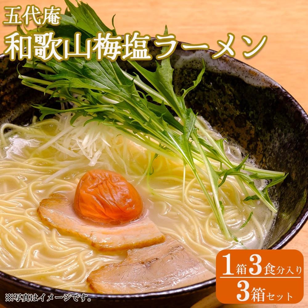 【ふるさと納税】五代庵　和歌山梅塩ラーメン（１箱３食分入り）　３箱セット 【受注後10日以内に発送します。但し、年末年始・お盆等・ＧＷは除きます。】 | 和歌山ラーメン 梅 梅干し 生めん 生麺 ・跟類 3人前｜和歌山県白浜町