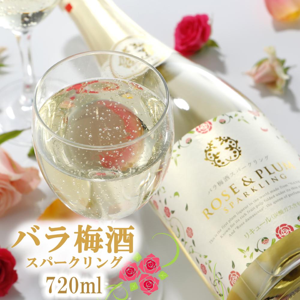 【ふるさと納税】バラ梅酒スパークリング梅酒720ｍｌ | 和歌山県 和歌山 白浜町 梅酒 酒 お酒 さけ アルコール飲料 ご当地 地酒 スパークリングワイン ワイン スパークリング お土産 プレゼント ギフト お取り寄せ 飲み物 美味しい おいしい 家飲み パーティー ひとり呑み