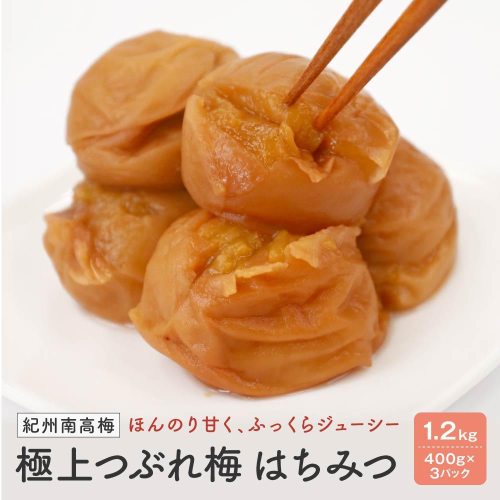 【ふるさと納税】紀州南高梅　極上つぶれ梅　はちみつ1.2kg（400ｇ×3個）塩分約8％