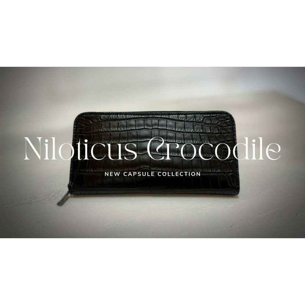 【ふるさと納税】【極上】クロコダイルラウンドファスナー長財布 マットBLK | 雑貨 ファッション 人気 おすすめ 送料無料