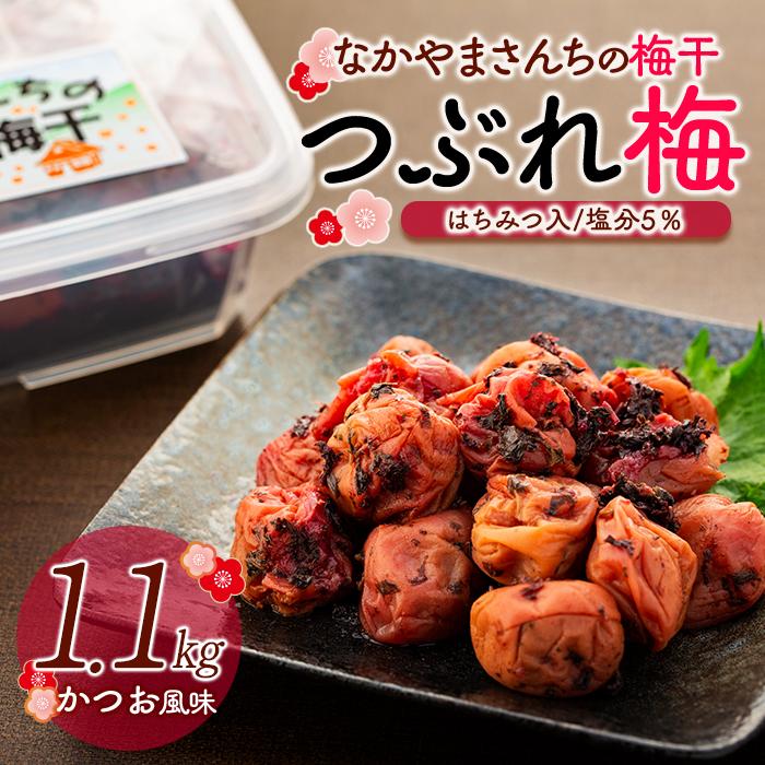 【ふるさと納税】なかやまさんちの梅干(1.1kg×1箱)かつお風味(はちみつ入)塩分5%【訳あり】【つぶれ梅】 | 上富田町 なかやまさんちの梅干し かつお風味 はちみつ入り 塩分5% 訳あり 人気 おすすめ 梅干し ご飯のお供 和歌山県産 保存食 お取り寄せ ふるさと納税|和歌山県上富田町