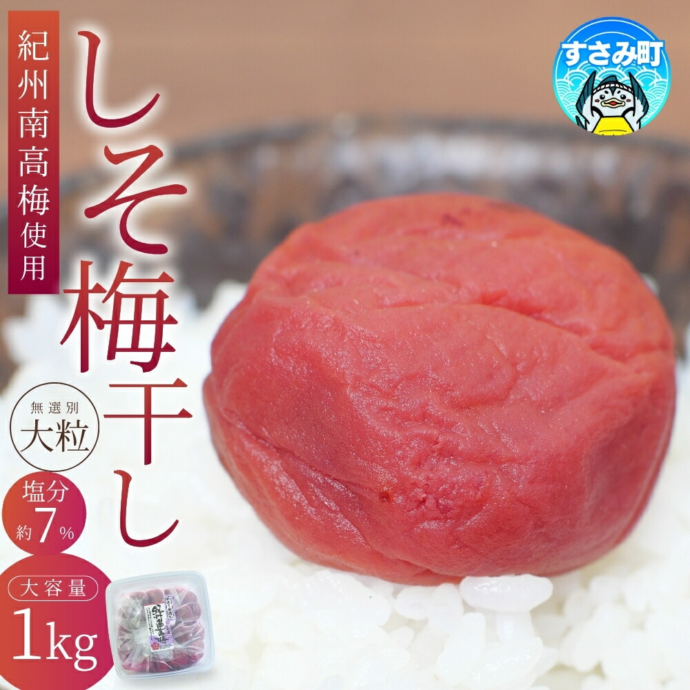 【ふるさと納税】 梅干し 紀州南高梅 大粒 しそ漬け梅干し 和歌山 1kg 塩分約8% ご家庭用 無選別 訳あり 訳アリ 梅 梅干 梅干し うめ ウメ 南高梅 しそ梅 しそ梅干し しそ梅干 大粒 大容量 たっぷり お得 ご飯のお供 人気 健康|和歌山県すさみ町