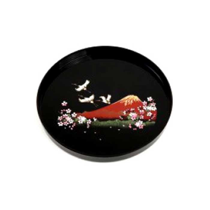 【ふるさと納税】紀州塗師細工 尺 丸盆 富士に桜 ［YS13］ | 汁椀食器 椀 碗 日設備 一般受け おすすめ 貨物輸送無料