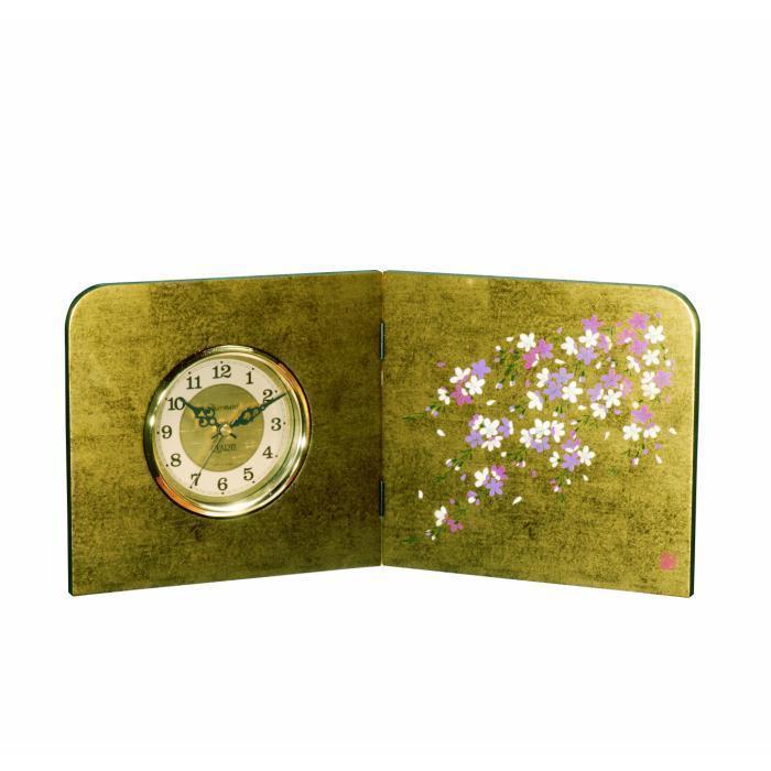 【ふるさと納税】木製 蒔絵屏風時計 金箔貼 しだれ桜【YG132】 | クラフト 民芸 人気 おすすめ 送料無料