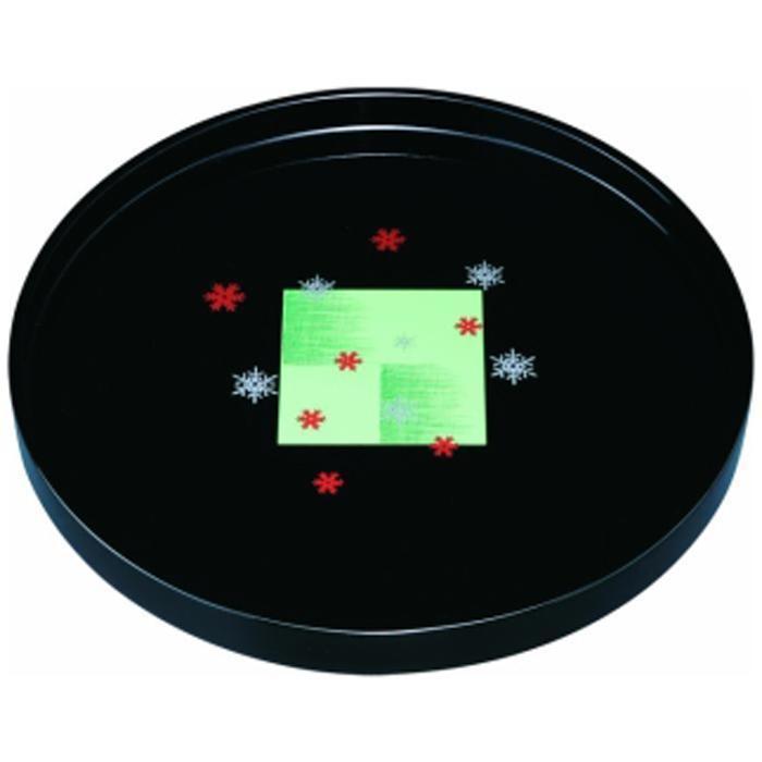 【ふるさと納税】木製丸盆 30糎 黒 市松雪化粧【YG391】 | 手工芸品 民芸 一般受け おすすめ 貨物輸送無料