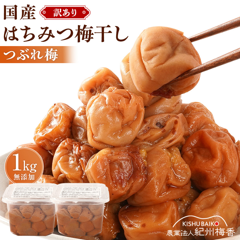 【ふるさと納税】はちみつ梅 無添加 梅干し 訳あり つぶれ梅 約1kg(500gパック×2個) 低塩6% 6-G ［KU1］ | 那智勝浦町 はちみつ梅 梅干し 無添加 低塩 人気 おすすめ 和歌山梅 酸味 甘み ごはんのお供 常備食 お取り寄せ 送料無料 ふるさと納税
