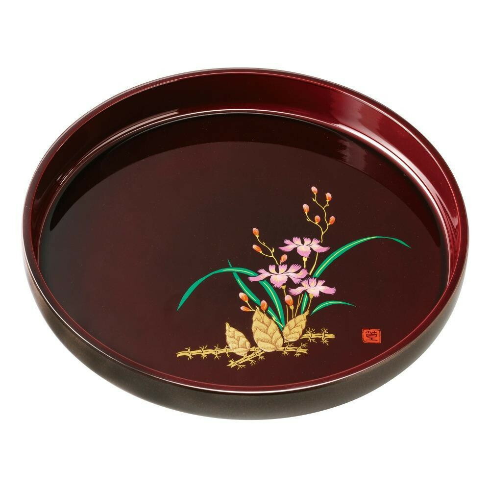 【ふるさと納税】丸盆 33糎 溜塗 山路 ［YG458］ | 芸術品 日装置 勝手もと 御盆 貨物輸送無料 おすすめ 一般受け