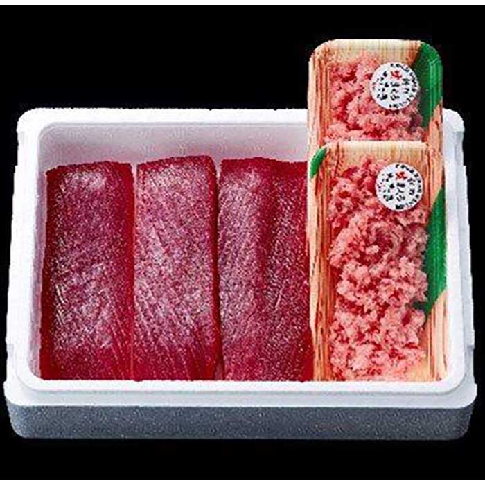 【ふるさと納税】もちもち生まぐろとまぐろたたきの贅沢５人前セット | 魚 お魚 さかな 食品 人気 おすすめ 送料無料 産地直送 新鮮 那智勝浦 まぐろ 生まぐろ 鮪 食べ比べ
