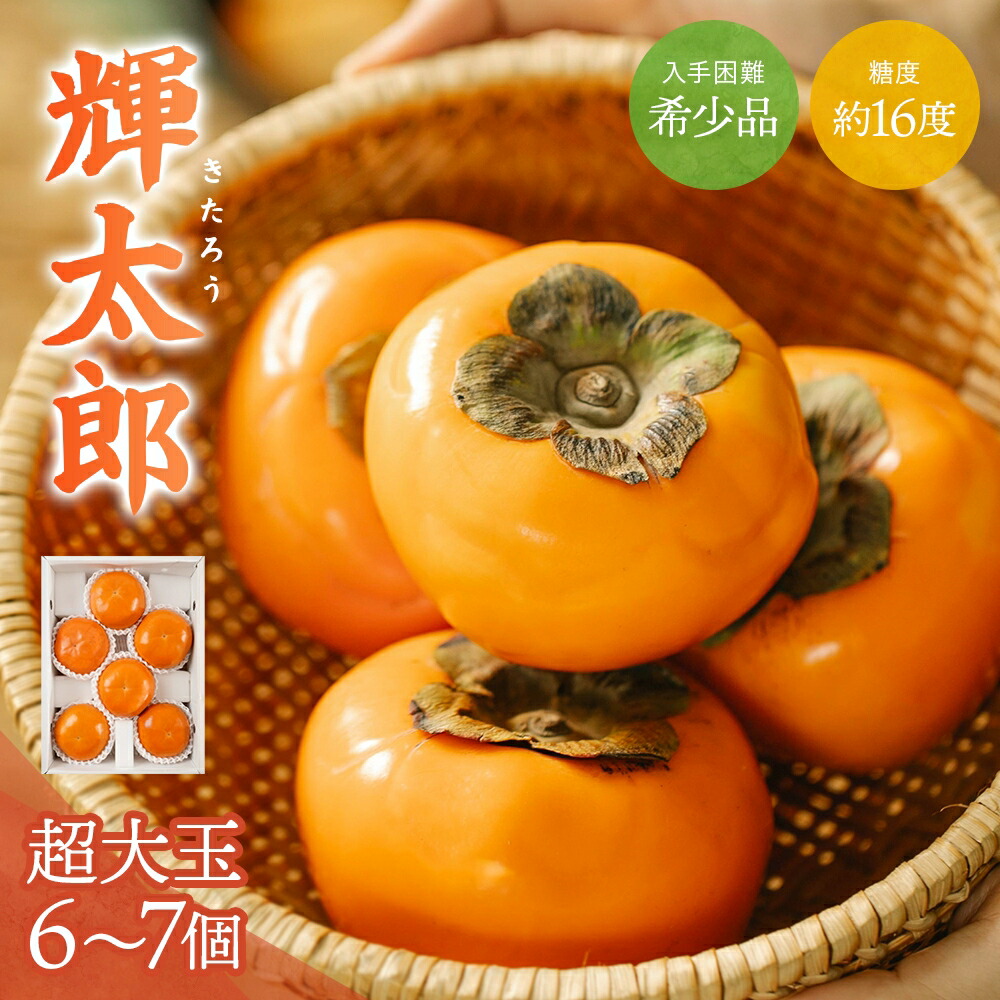 【ふるさと納税】希少な柿【輝太郎】大玉6個～7個 コクのある甘さ！こだわり農家厳選【2025年10月初旬頃から10月下旬頃順次発送】 / 柿 かき 果物 フルーツ 輝太郎 デザート おやつ 和菓子 菓子 お菓子 和歌山産 和歌山県産【kgr018】