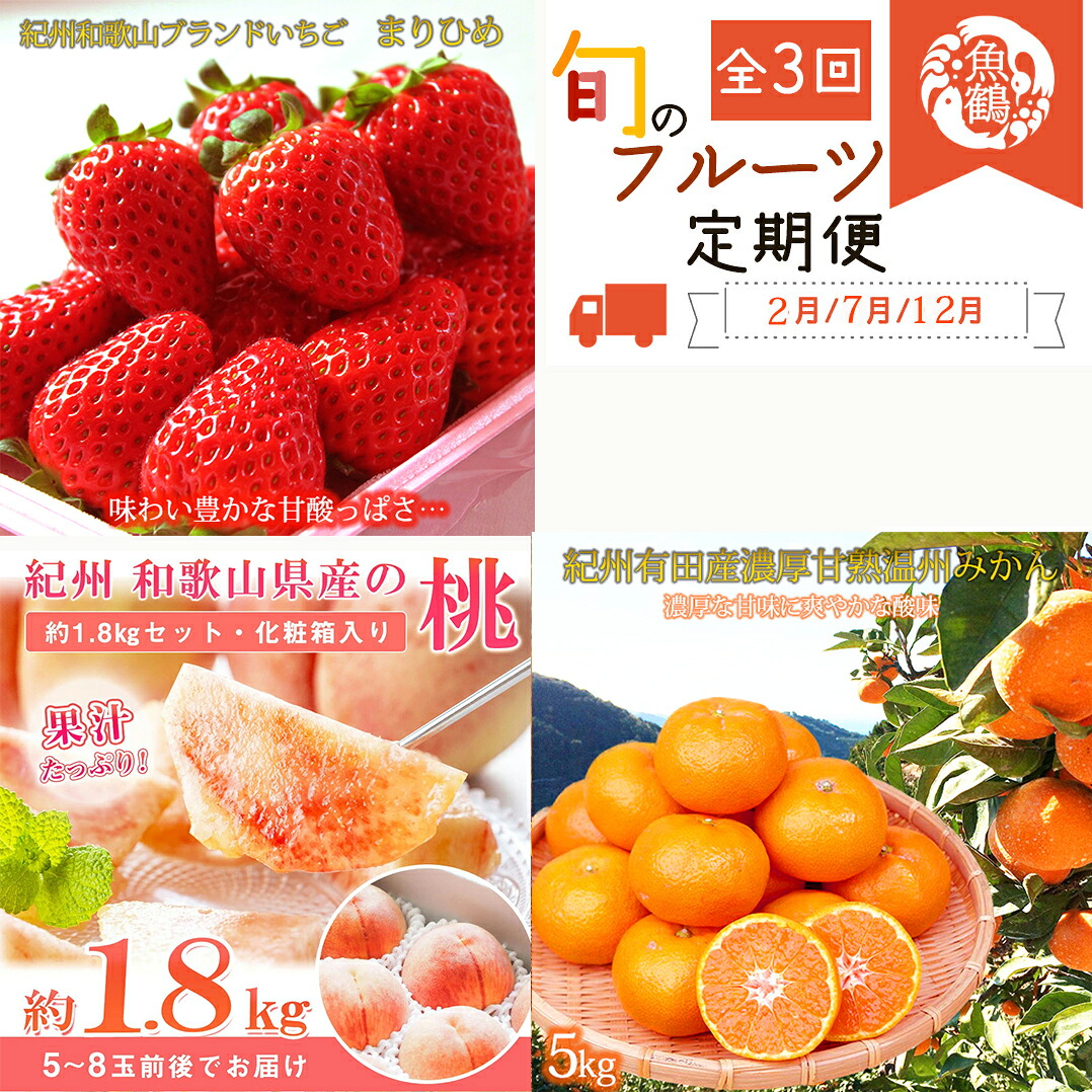 【ふるさと納税】 【全3回】紀州和歌山産旬のフルーツ定期便 (いちご・桃・有田みかん) / フルーツ 果物 いちご イチゴ 苺 みかん 有田みかん 桃 旬 定期便|和歌山県太地町
