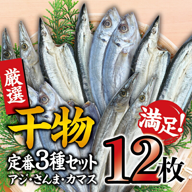 【ふるさと納税】 \家庭用干物セット/ アジ さんま カマスが4枚ずつ届く 定番干物12枚セット/ひもの 詰め合わせ 冷凍 干物 さんま サンマ アジ あじ カマス かます あじの開き|和歌山県太地町