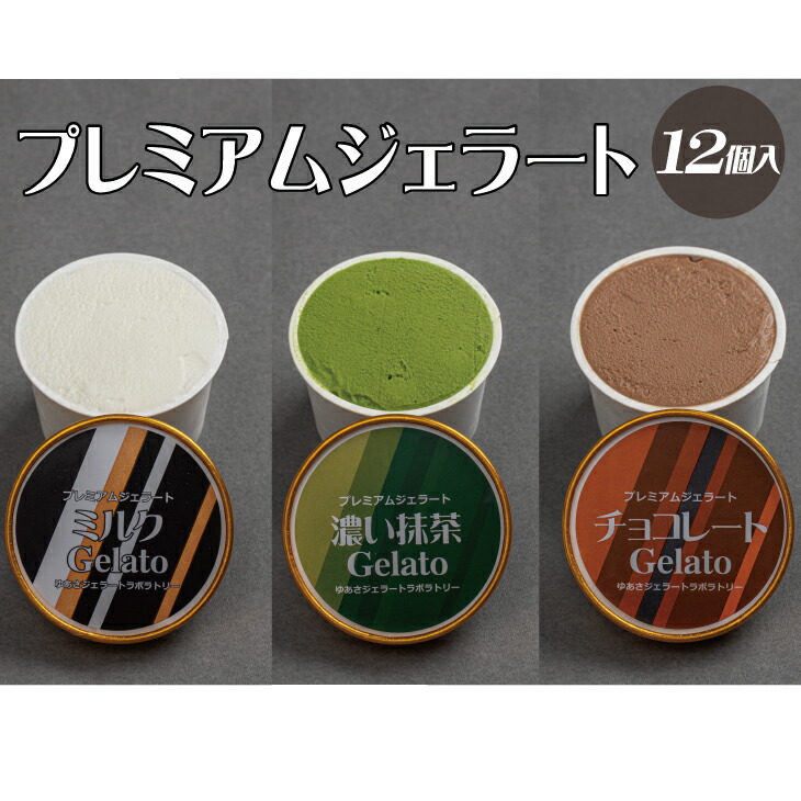 【ふるさと納税】 プレミアムジェラート 詰め合わせセット ミルク 濃い抹茶 チョコレート (3種類×4個) アイスクリームセット 100mlカップ ゆあさジェラートラボラトリー|和歌山県古座川町