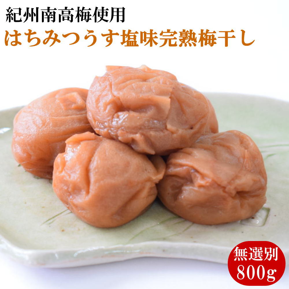【ふるさと納税】紀州南高梅使用 はちみつ うす塩味 完熟梅干し 無選別 約800g / 和歌山 梅干し 紀州南高梅 南高梅 梅干 梅 うめ 肉厚 お米 おにぎり 焼酎 梅酒 健康詰|和歌山県北山村
