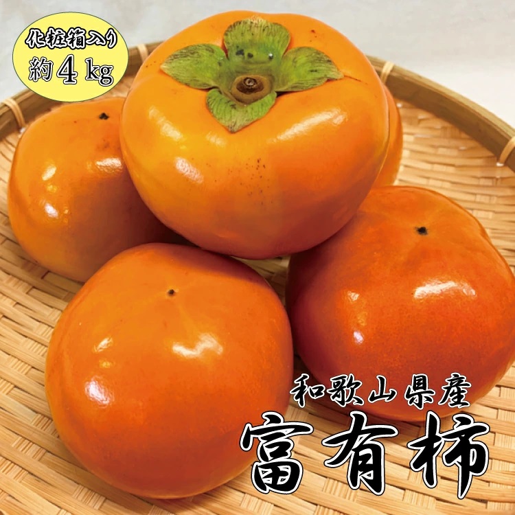 【ふるさと納税】 和歌山秋の味覚 富有柿 約4kg 化粧箱入※2026年11月上旬頃~2026年12月上旬頃に順次発送予定(お届け日指定不可)|和歌山県串本町