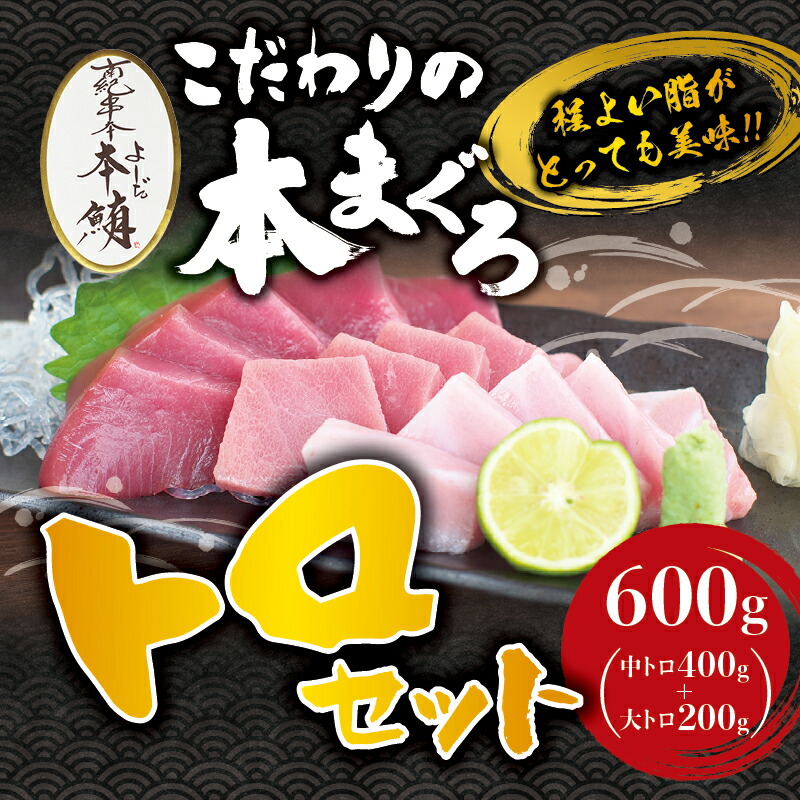 【ふるさと納税】 本マグロ 中とろ 400g & 大とろ 200g のセット（サク）「プレミア和歌山認定」  和歌山県でも指折りの好漁場で養殖された本鮪です！  南紀串本よしだ本鮪 ふるさと 納税 和歌山県串本町 和歌山県 和歌山 串本 鮪 まぐろ マグロ