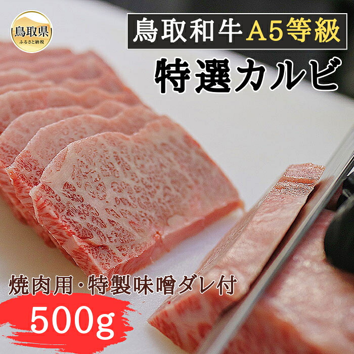 【ふるさと納税】鳥取和牛A5等級　特選カルビ 500g 焼肉用・特製味噌ダレ付_T2600258｜鳥取県