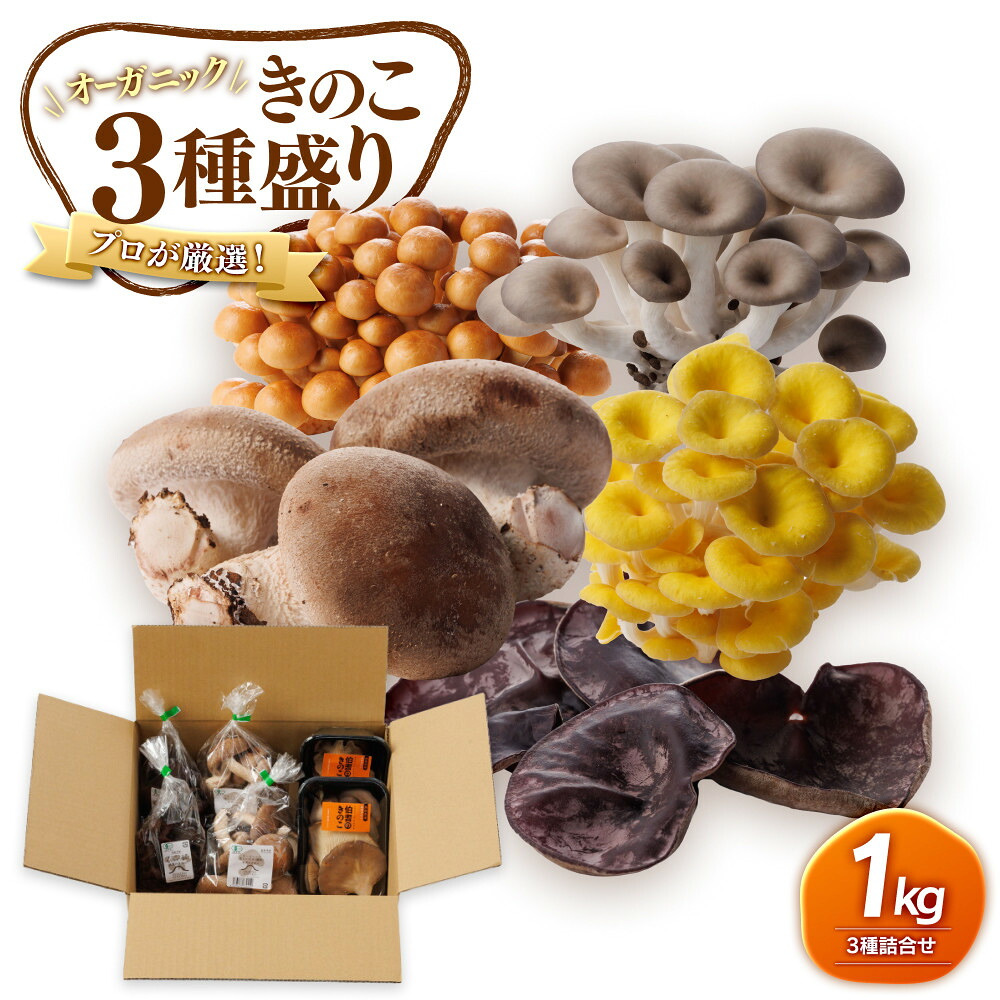 【ふるさと納税】プロが厳選!オーガニックきのこ3種盛り(1kg)|鳥取県境港市