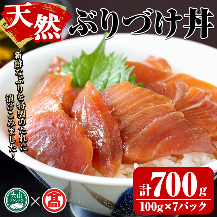 【ふるさと納税】天然ぶりづけ丼の素(100g×7本・計700g) 鳥取県 境港市 天然ぶり ぶり 鰤 ブリ づけ丼 漬け丼 魚 魚介 海鮮 海の幸【T-BP1】【大山ブランド会】