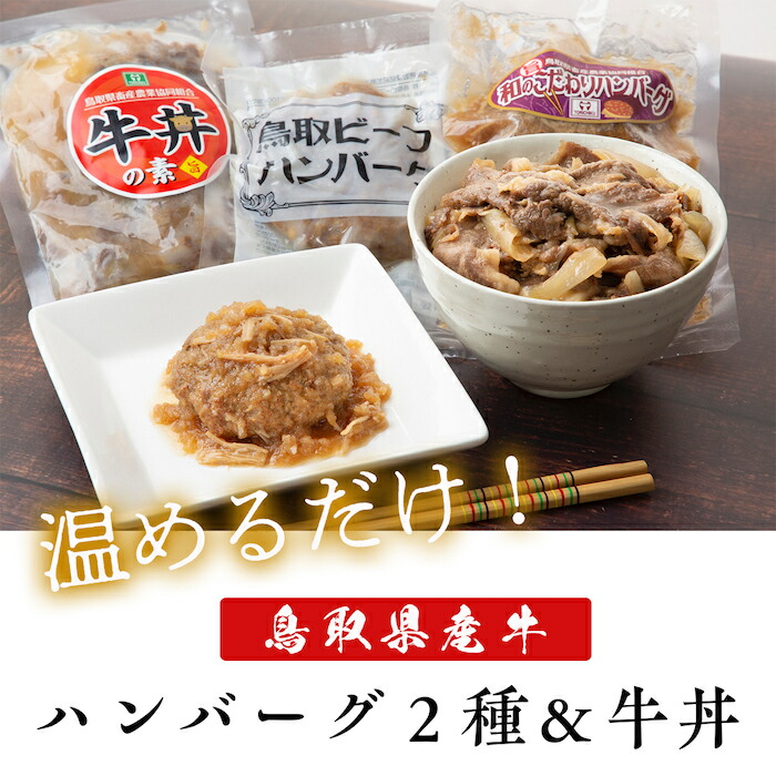 鳥取県産ハンバーグ2種牛丼セット 高級感