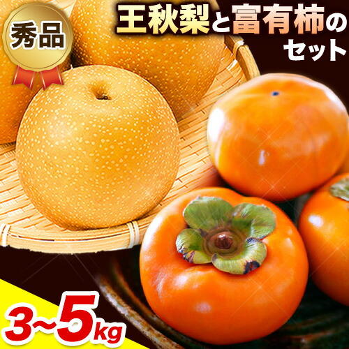 【ふるさと納税】【先行予約】秀品 王秋梨と富有柿のセット 選べる内容量 約3kg 約4kg 約5kg 高間商店《2025年11月上旬～12月下旬頃出荷》鳥取県 八頭町 送料無料 梨 なし ナシ 柿 かき カキ 王秋梨 富有柿 果物 フルーツ ギフト 贈り物