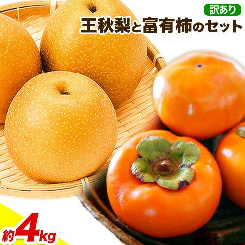 【ふるさと納税】【先行予約】秀品 訳あり 王秋梨と富有柿のセット 4kg 高間商店《2025年11月上旬～12月下旬頃出荷》鳥取県 八頭町 送料無料 梨 なし ナシ 柿 かき カキ 王秋梨 富有柿 果物 フルーツ ギフト 贈り物
