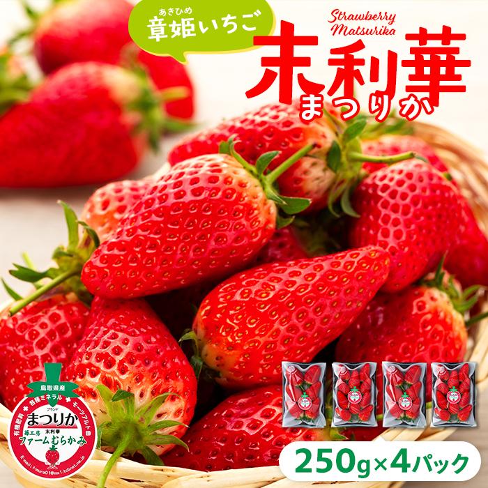 【ふるさと納税】章姫(あきひめ)いちご 4P(250g×4) 「末利華(まつりか)」 | フルーツ 果物 くだもの 食品 人気 おすすめ 送料無料