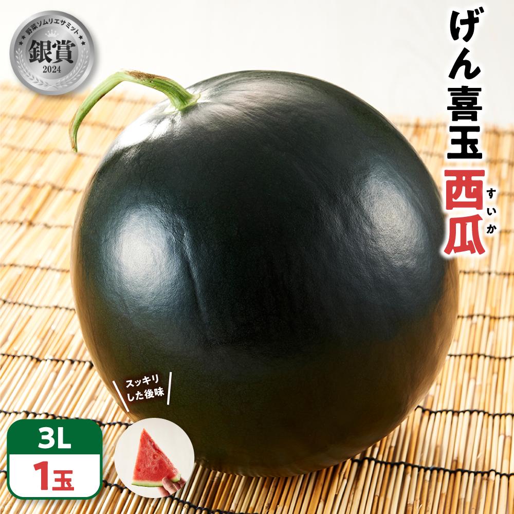 【ふるさと納税】【先行予約】大玉 スイカ げん喜玉 西瓜 3Ｌ（1玉） | フルーツ 果物 食品 人気 おすすめ 送料無料