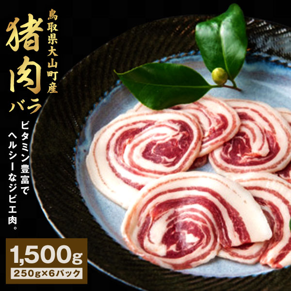 【ふるさと納税】GB-07　猪肉　バラ　1.5kg（250g×6パック）   ジビエ 肉 お肉 鳥取県 鳥取県産 大山町 大山 お土産 返礼品 国産 お取り寄せ ご当地