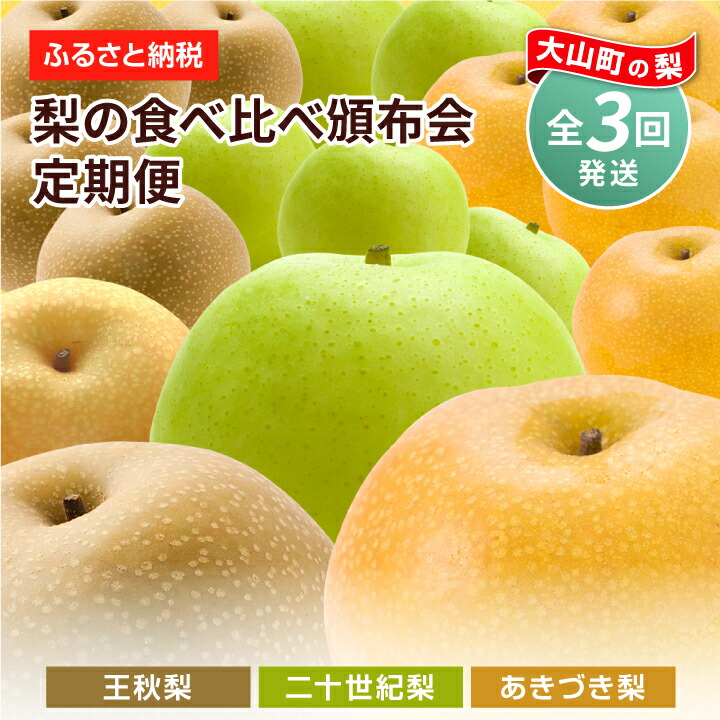 【ふるさと納税】梨の食べ比べ頒布会  5kg×3箱 二十世紀梨 あきづき梨 王秋梨 セット 定期便 数量限定  梨 5kg 鳥取県 鳥取県産 大山町 大山 梨 果物 フルーツ ナシ 甘い 果汁 和梨  くだもの 国産 食べ比べ 【8月・9月・11月の3回お届け】 DS-11