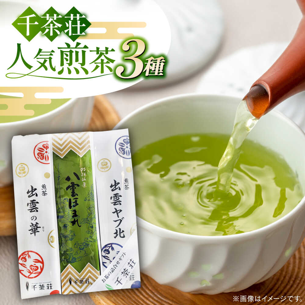【ふるさと納税】お茶 千茶荘 煎茶３本(出雲ヤブ北･出雲の華･八雲ほまれ) 島根県松江市/株式会社千茶荘[ALBF005]｜ お茶 新芽 煎茶 千茶荘 人気 健康 カテキン 甘味 リラックス 日本茶 煎茶 銘茶 ティータイム ギフト プレゼント 贈答 贈り物 特産品 お取り寄せ ギフト｜島根県松江市