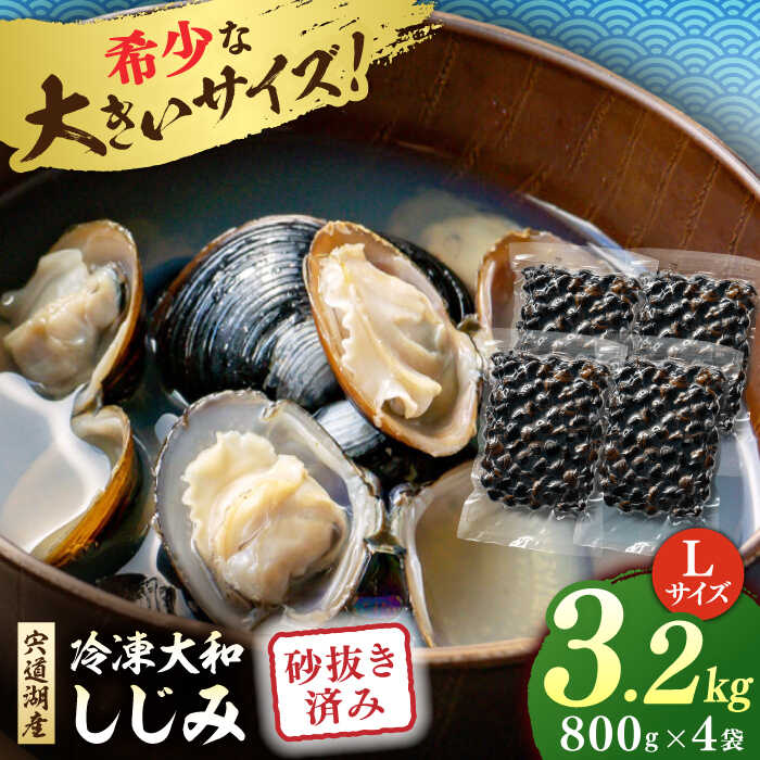 【ふるさと納税】しじみ 宍道湖産 冷凍大和しじみ 砂抜き済 Lサイズ800g×4袋(3.2kg) 島根県松江市/しじみ市場株式会社[ALDK004]｜シジミ 蜆 しじみ汁 味噌汁 みそ汁 宍道湖 しんじ湖 砂抜き 砂出し 魚介類 貝 魚貝類 健康 冷凍 産地直送? 人気 おすすめ 便利 簡単調理