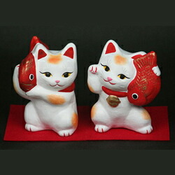 【ふるさと納税】 招き猫セット 土人形 人形 招き猫 セット 縁起物 記念品 インテリア 贈り物 【013_0043】