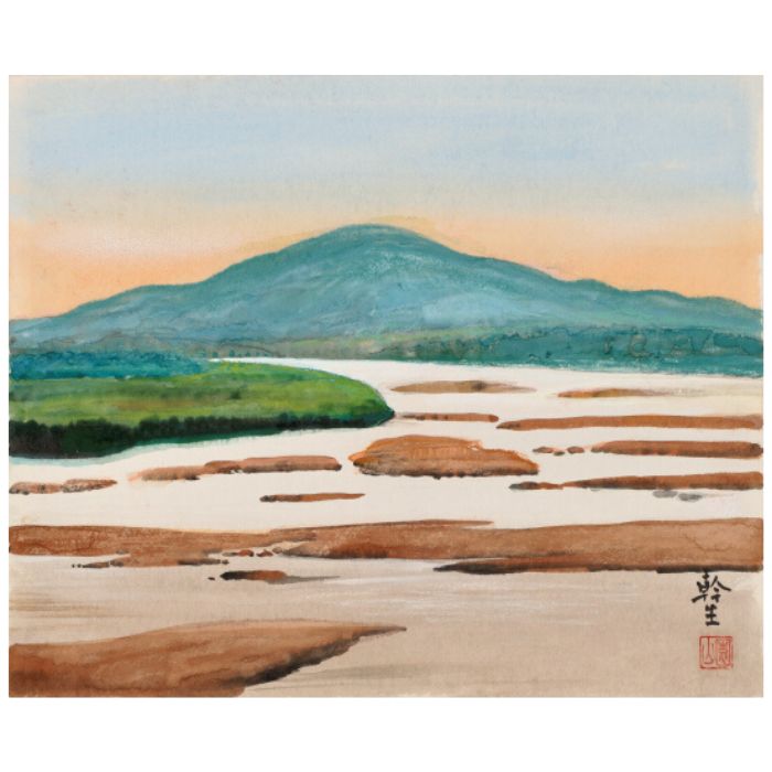 「日輪と山」複製木版画　245/300  宮沢賢治　自筆水彩画 宮沢賢治 筆 木版画『日輪と山』 - 国内外の優れた伝統工芸品