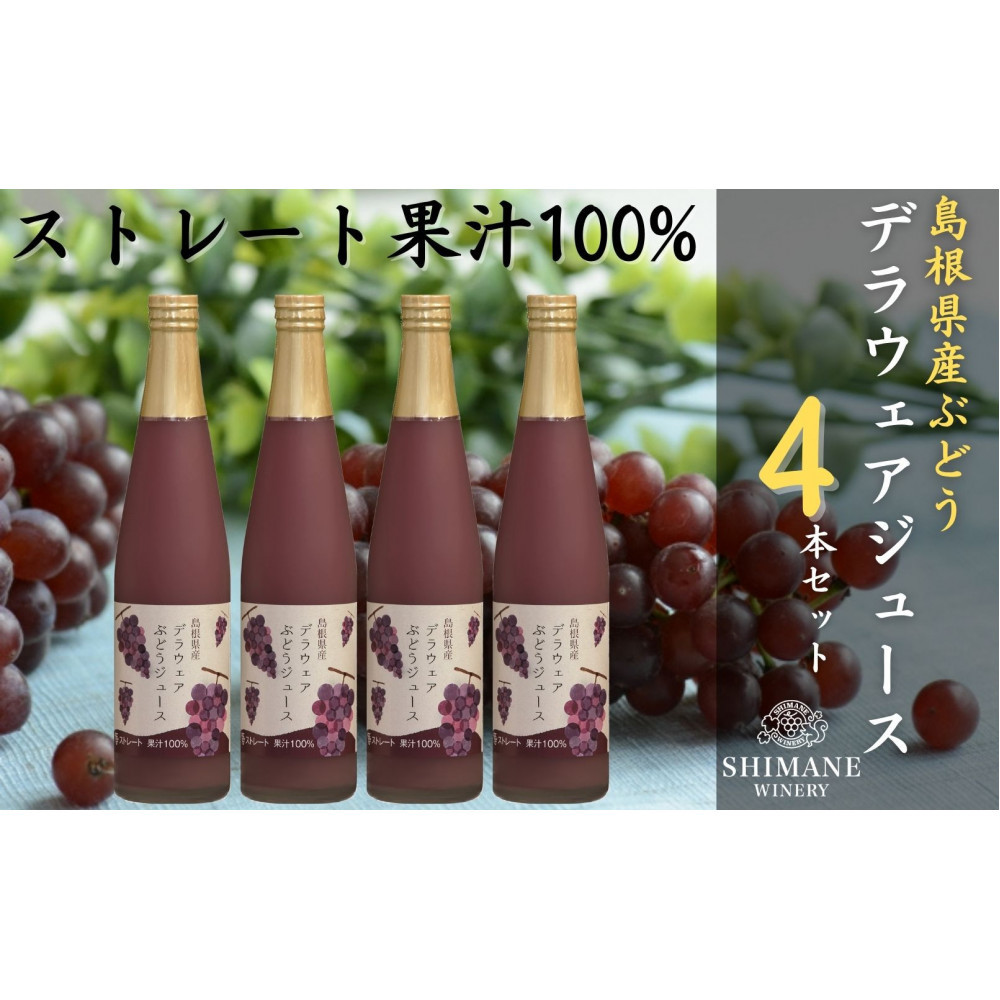 【ふるさと納税】100%ぶどうジュースデラウェア4本セット
